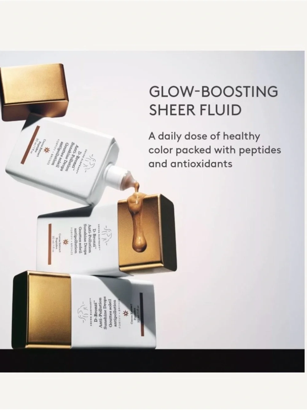 Drunk Elephant D-Bronzi Anti-Pollution Sunshine Drops, Peptides, 1oz, No box,NEW